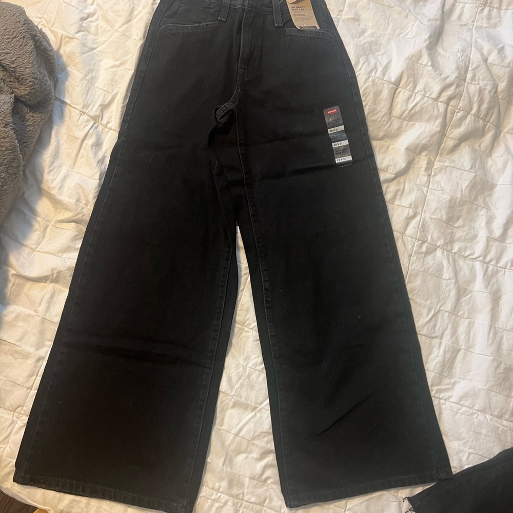 Levi's Dark Black Baggy Wide-Leg Jeans